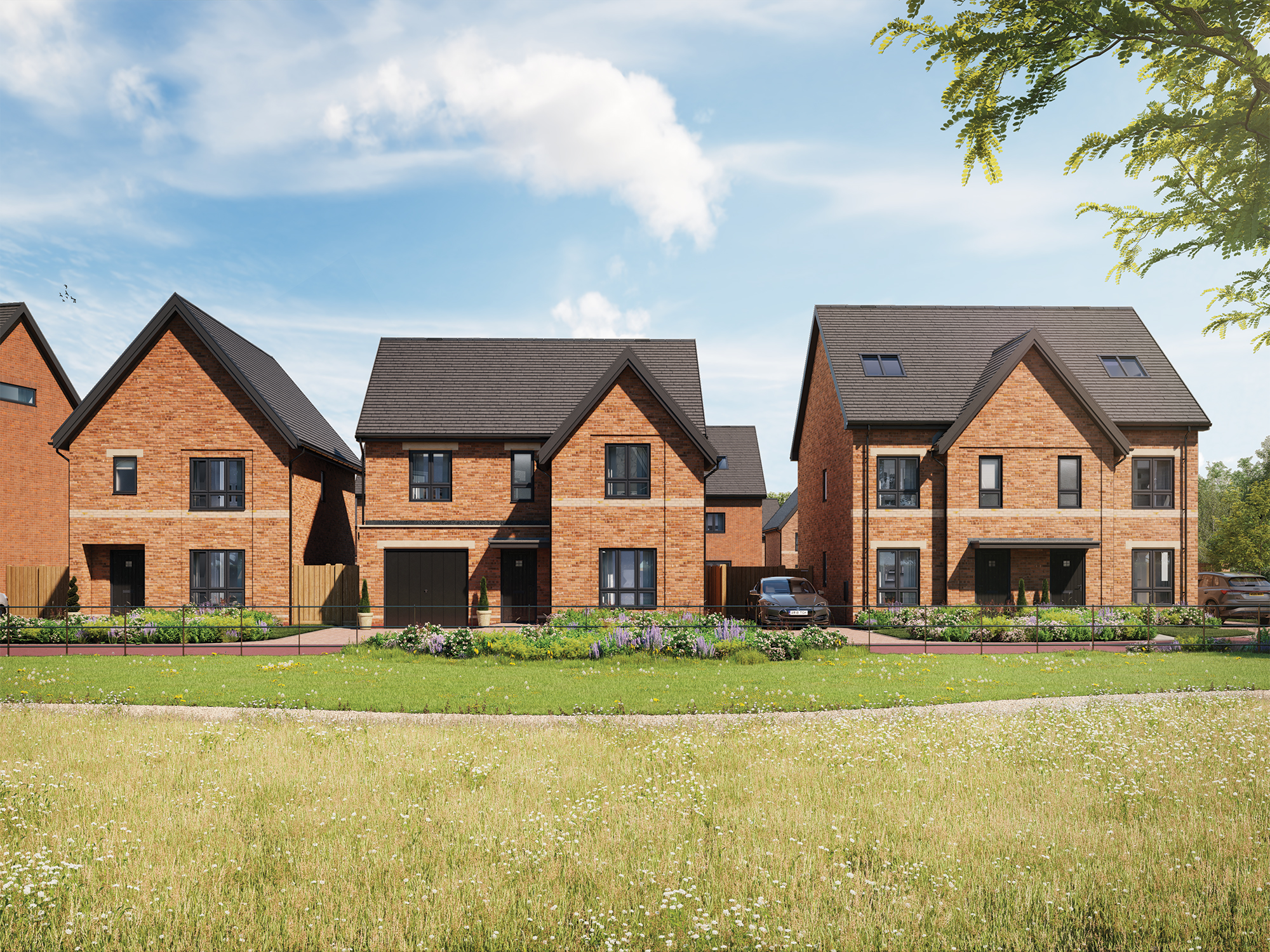A CGI of new Anwyl homes at Eagles Green in Warrington, where show homes are now open