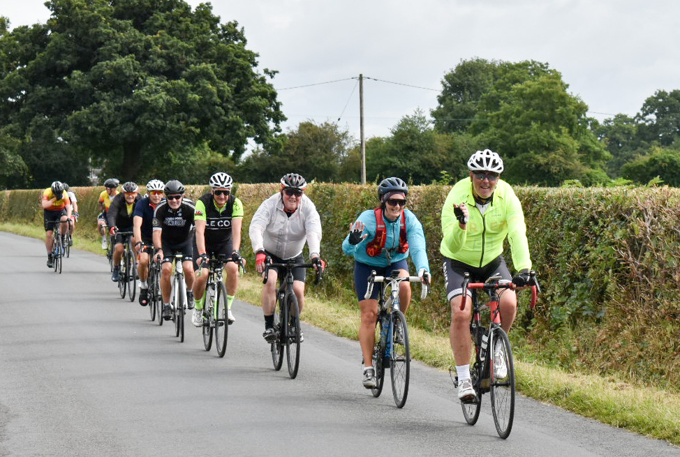 Cyclists on road in Cheshire