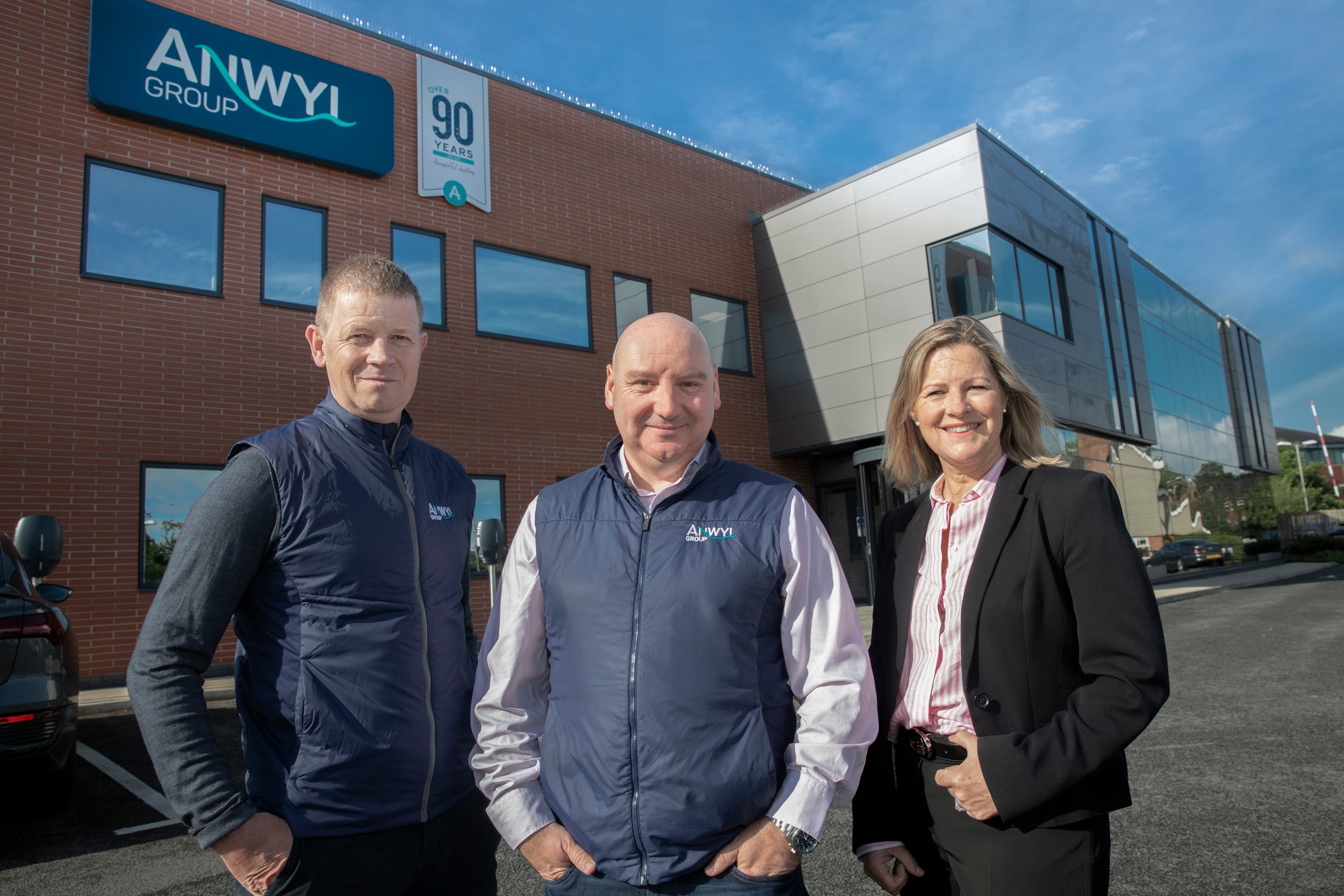 Mathew Anwyl, Phil Dolan and Lucy Wasdell at Anwyl HQ