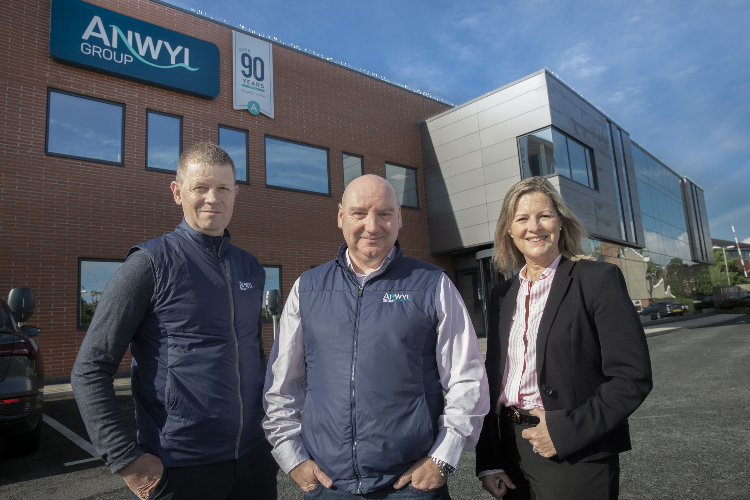 Mathew Anwyl, Phil Dolan and Lucy Wasdell at Anwyl HQ