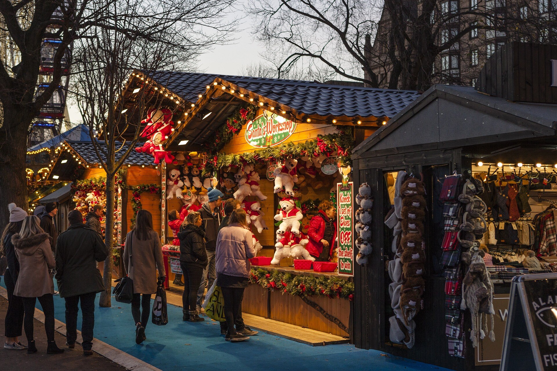 Manchester Christmas market street scene